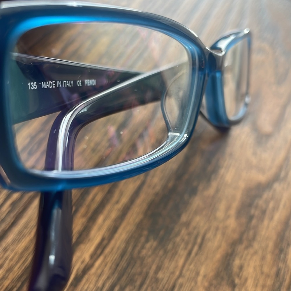 NWOT FENDI Women's Eyeglasses F957R 425 Blue with Crystal FF Rectangular Frame - Picture 10 of 11